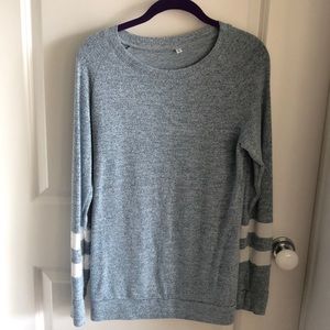 Longsleeved Blue Shirt with White Stripes, Size S